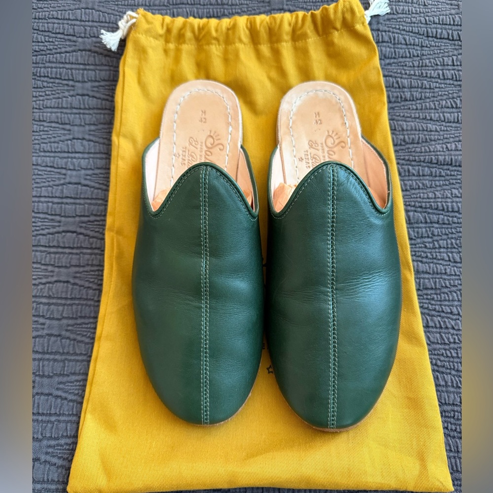 Sabah Green Leather Slip-On Loafers